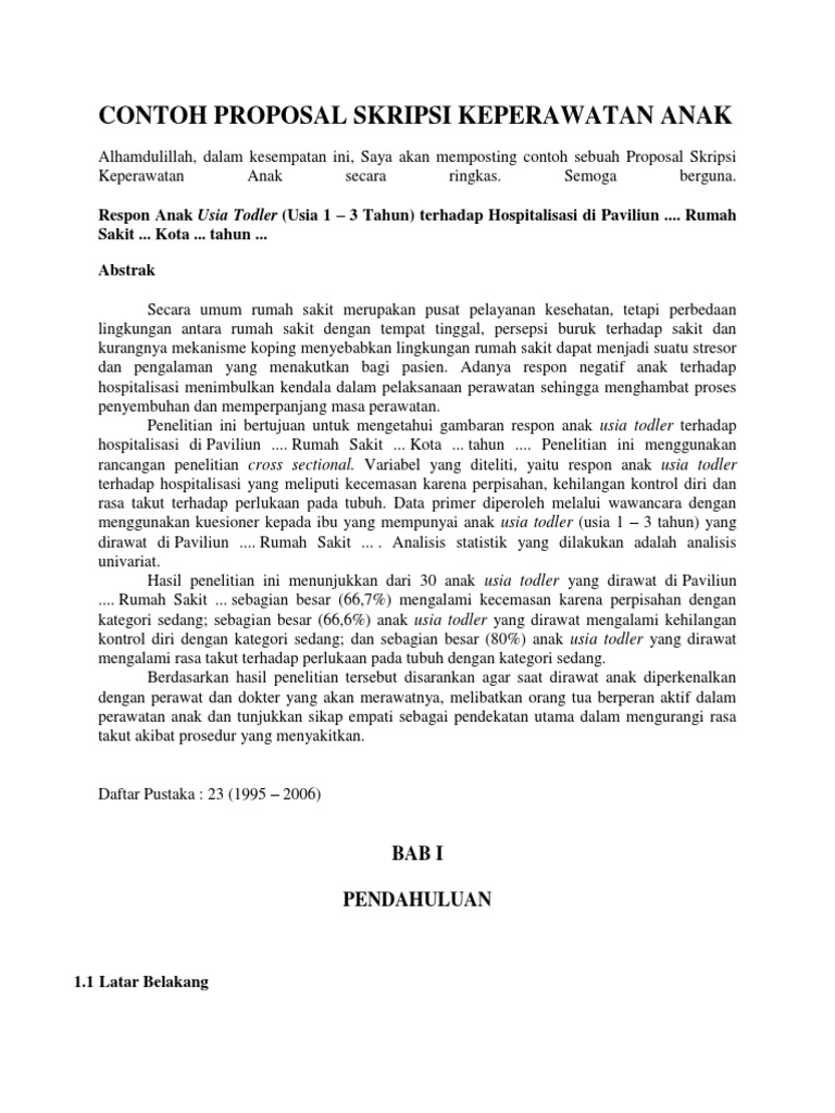 Contoh Proposal Skripsi Keperawatan Anak 2