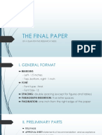 The Final Paper: of A Quantitative Research Thesis