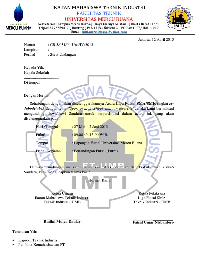 Contoh Surat Undangan Futsal