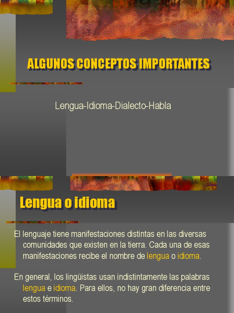 Diferencia Entre Lengua Y Dialecto Rae Diapositivas Lengua Idioma Dialecto Habla3 1 | PDF | Dialecto | Idioma  aleman