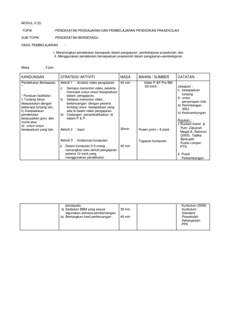 Modul 3 D Pendekatan Bersepadu Pdf