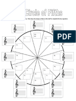 Circle of Fifths Worksheet With Key Signatures Treble BW PDF