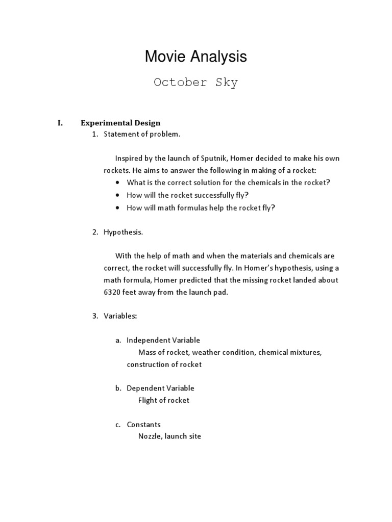 October Sky PDF Rocket Science