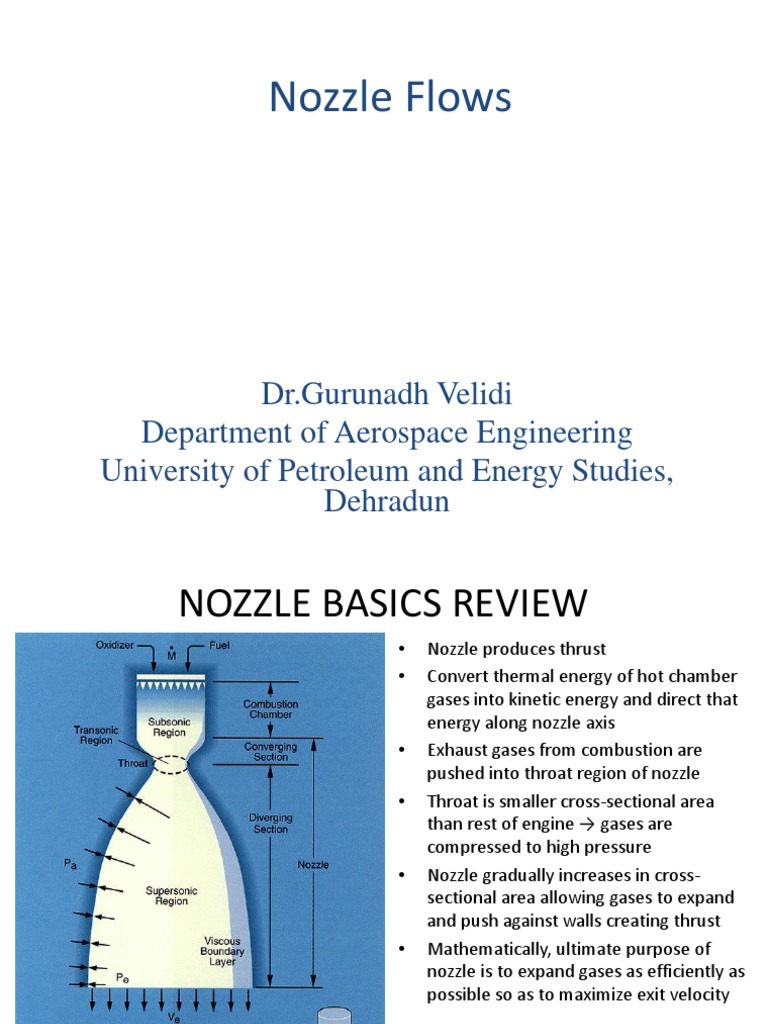 Nozzle Flows: DR - Gurunadh Velidi Department of Aerospace Engineering ...