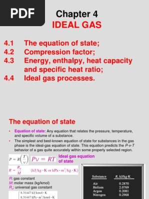 Thermo Chapter 4 Lecture Pdf Gases Enthalpy