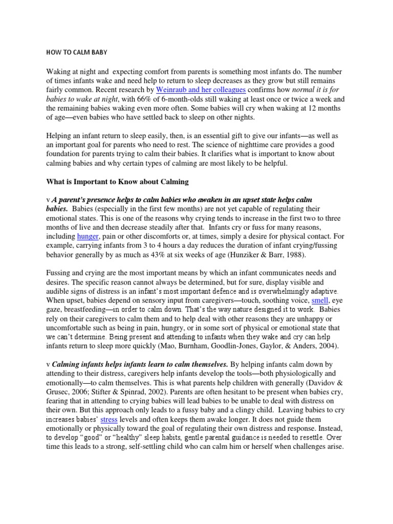 How To Calm Baby PDF Infants Breastfeeding