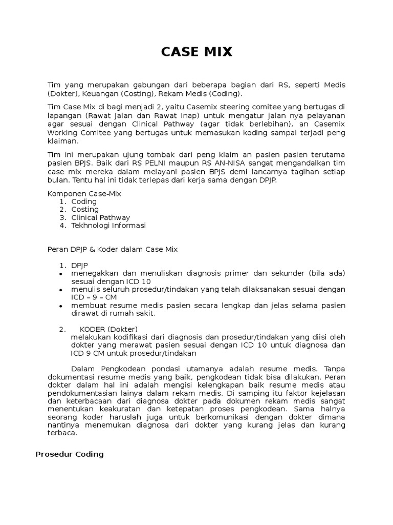 Tim Case Mix dan Proses Pengkodean RS | PDF