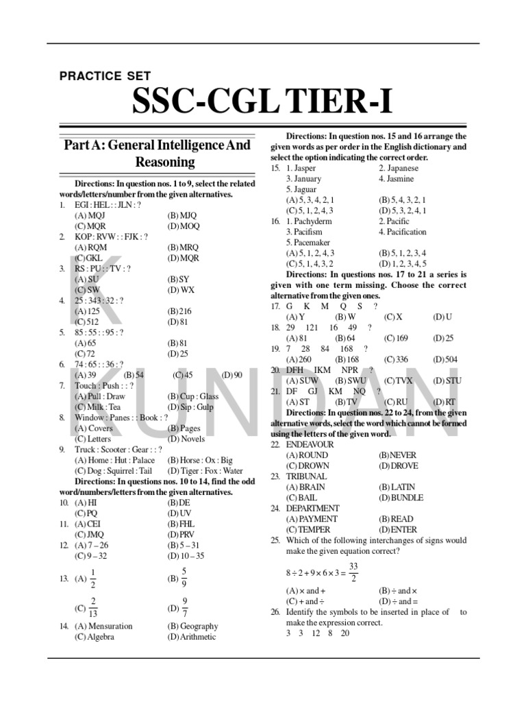 SSC CGL 2024 Reasoning Practice Set | PDF | Money Supply | Genghis Khan