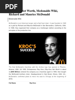 Ray Kroc Net Worth Mcdonalds Wiki Richard And Maurice Mcdonald