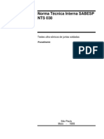 NORMA SABESP - Testes Ultra-Sônicos de Juntas Soldadas nts038 PDF