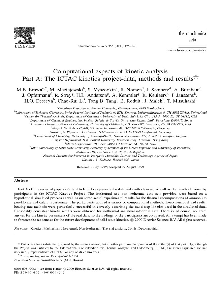 Computational Aspects of Kinetic Analysis Part A The ICTAC Kinetics ...