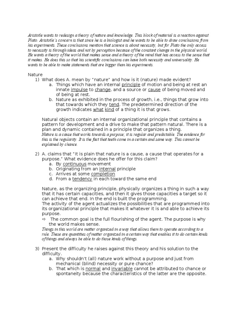 Aristotle Exam Notes Pdf Causality Science