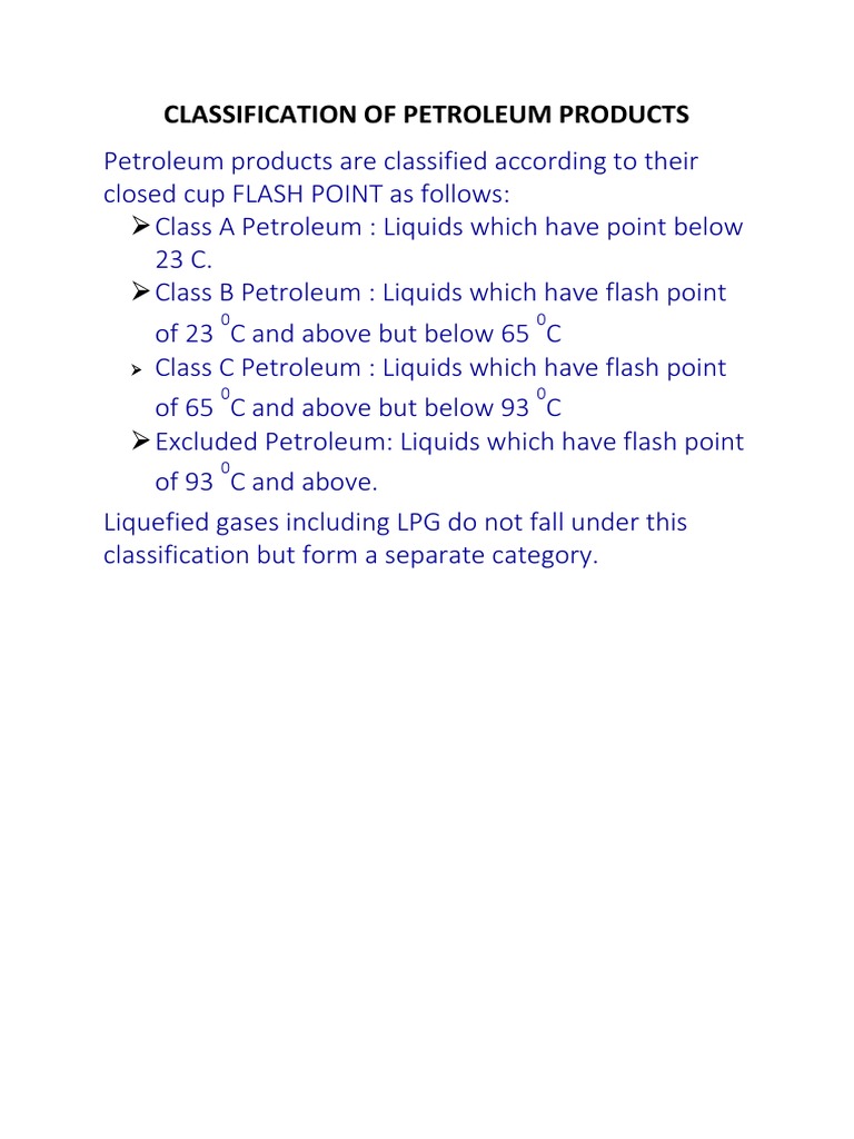 Classification of Petroleum Products PDF