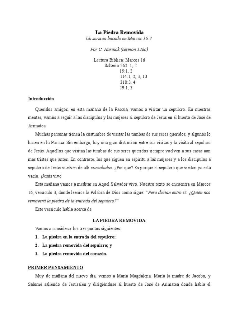 La Piedra Removida Harinck PDF La resurrección de Jesús Cristo