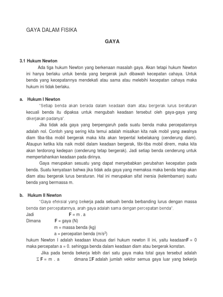 Macam-Macam Gaya dalam Fisika | PDF