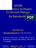 QTDM (Quantitative Techniques For Decision Making) :: An Introduction