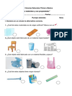 Control Ciencias Naturales Primero Básico