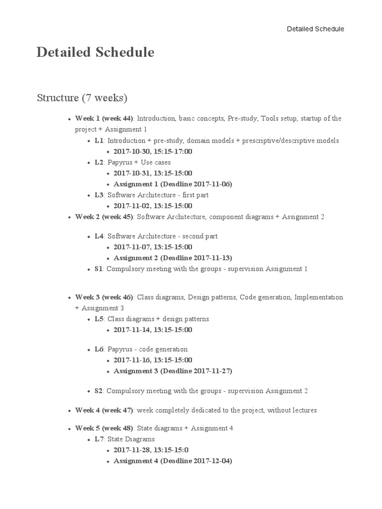 7-Week Project Schedule Overview | PDF