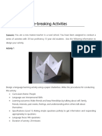 Ice-Breaking Activities: BIP3023 Materials Development For The Language Classroom