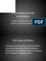 Anonymous Sources and Privacy