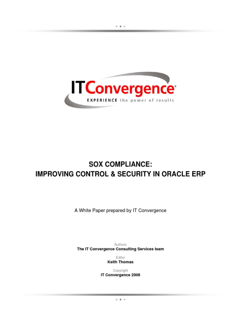 SOX Compliance Improving Control and Security in Oracle Erp | PDF ...