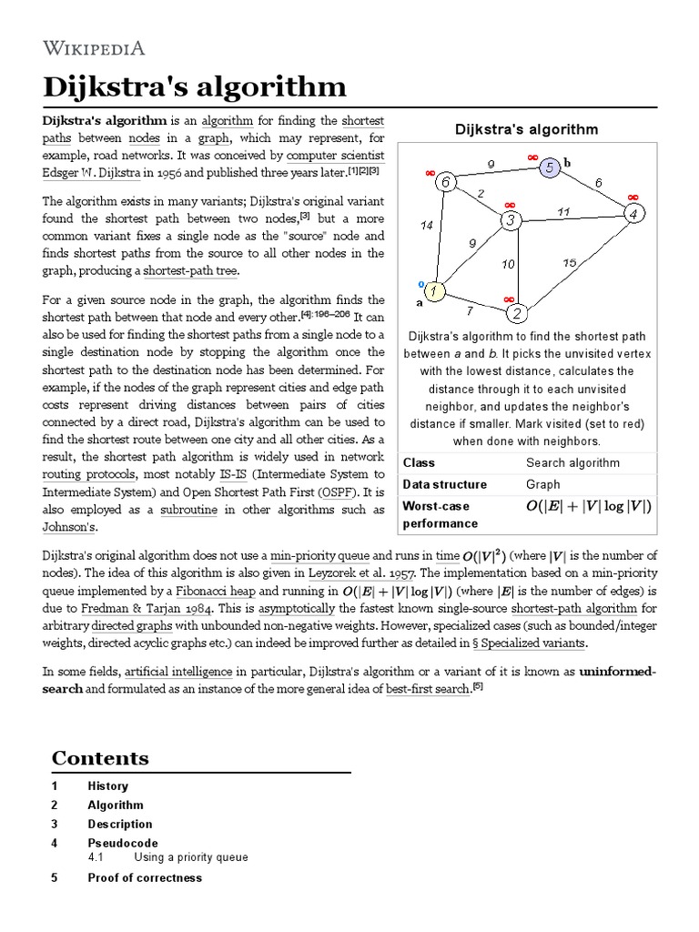 Dijkstra's Algorithm - Wikipedia | Graph Theory | Theoretical Computer ...