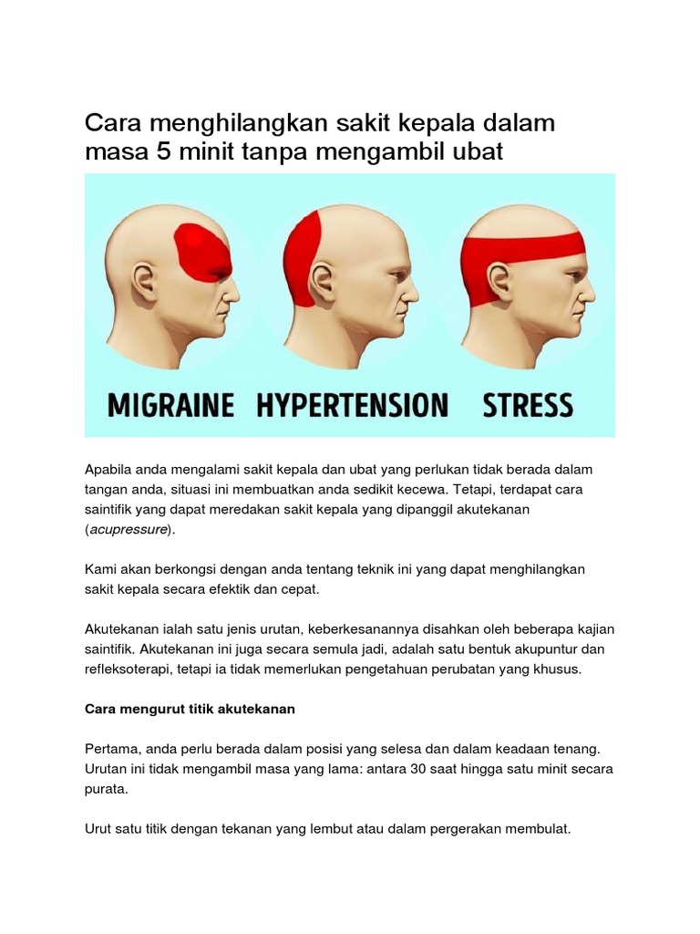 Cara Menghilangkan Sakit Kepala Dalam Masa 5 Minit Tanpa Mengambil Ubat Pdf