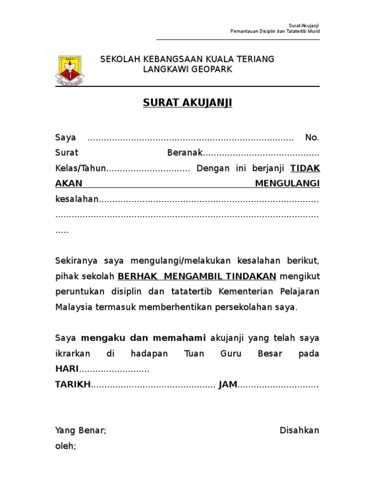 Surat Aku Janji In Bi