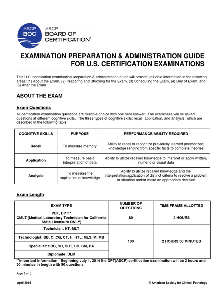 ASCP BOC Exam Prep Admin Guide | PDF | Business