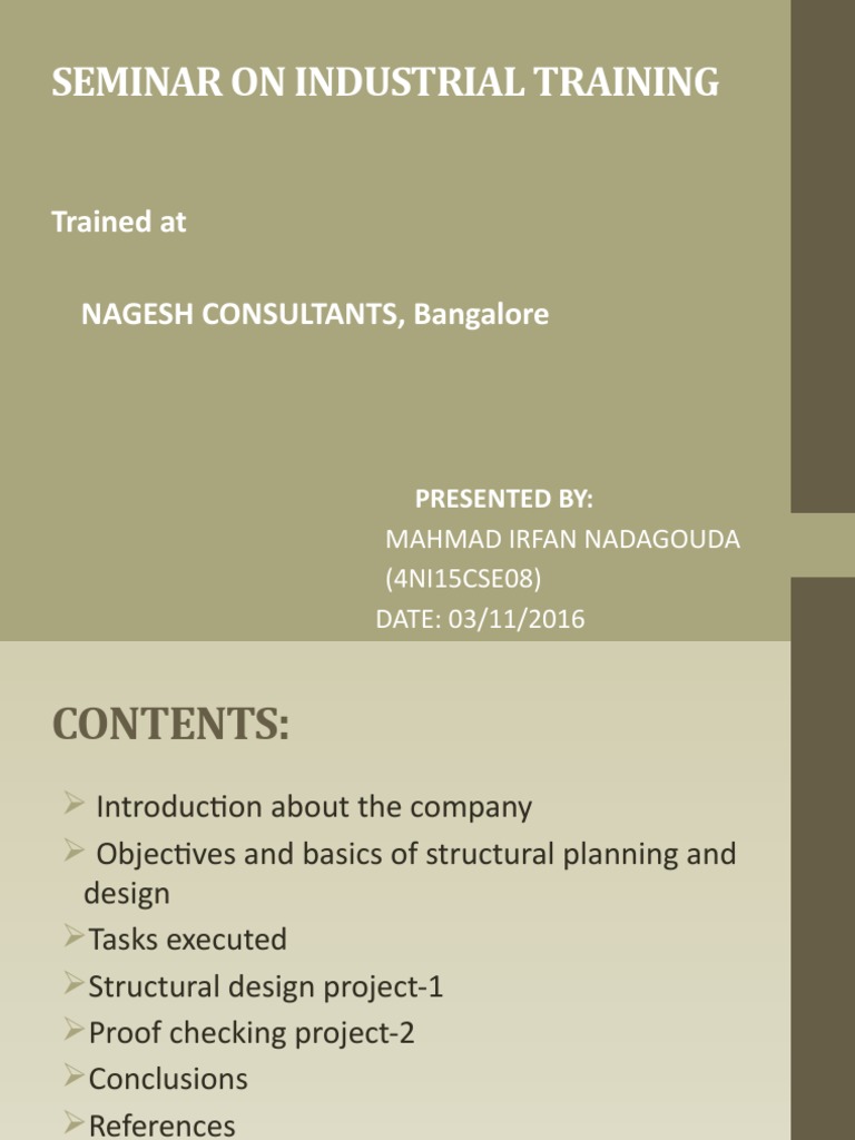Seminar On Industrial Training | PDF | Seismology | Beam (Structure)