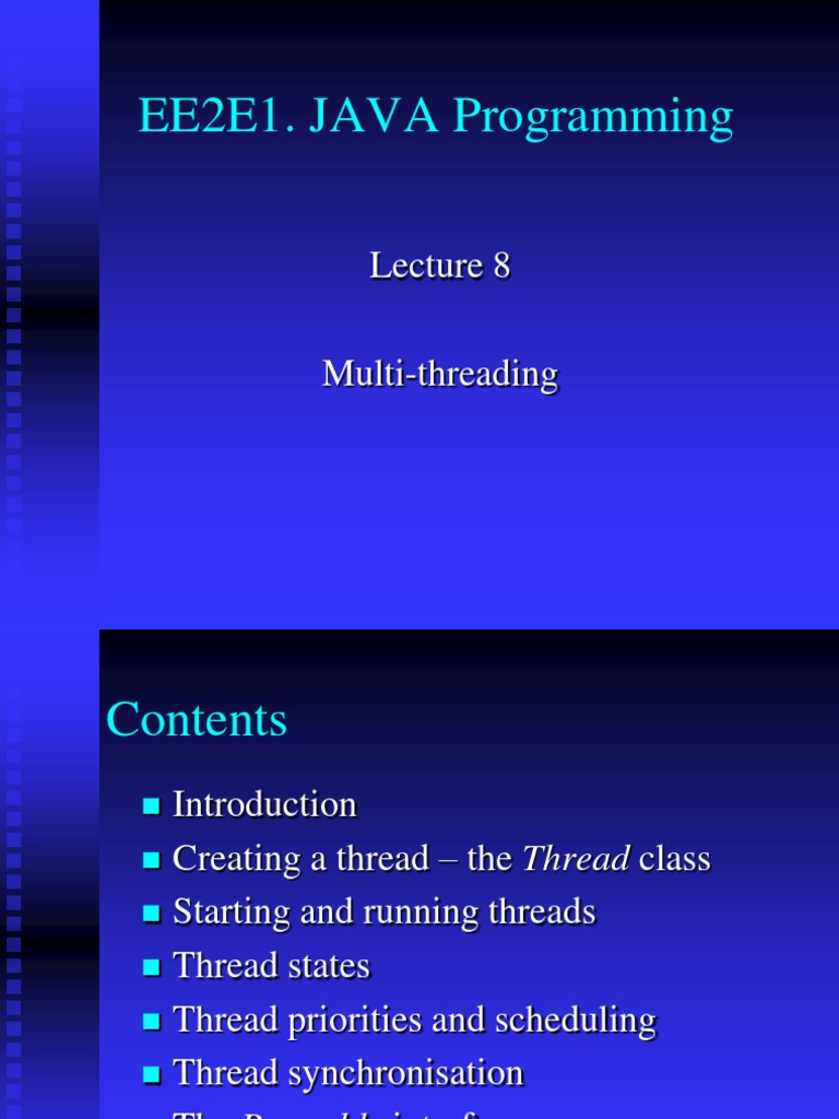 EE2E1. JAVA Programming | PDF | Thread (Computing) | Java (Programming ...