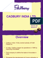 Cadbury India LTD.: Sanchit Arora IM 17 Roll No 165 Section B