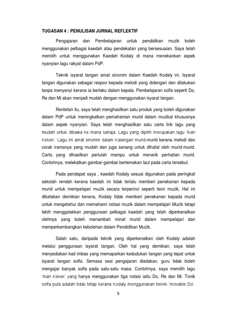 Penulisan Jurnal Reflektif Muzk3093 Pdf