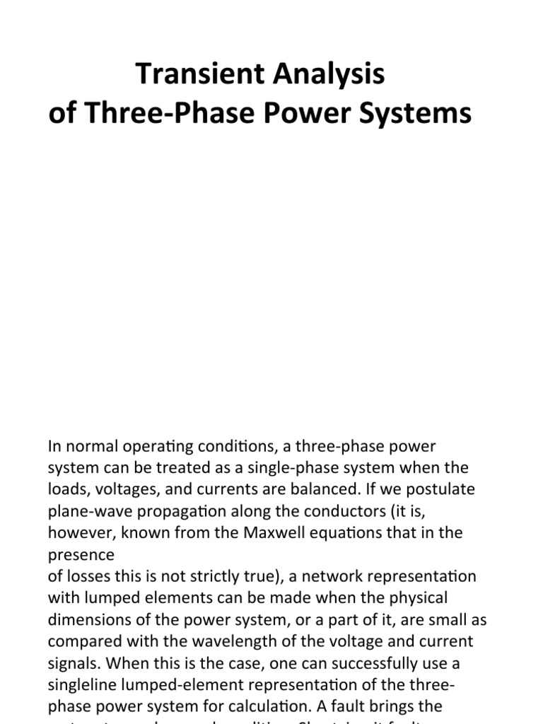 Transient Analysis of Three-Phase Systems | PDF | Power (Physics ...