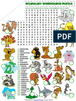 Wild Animals Vocabulary Esl Wordsearch Puzzle Worksheet PDF