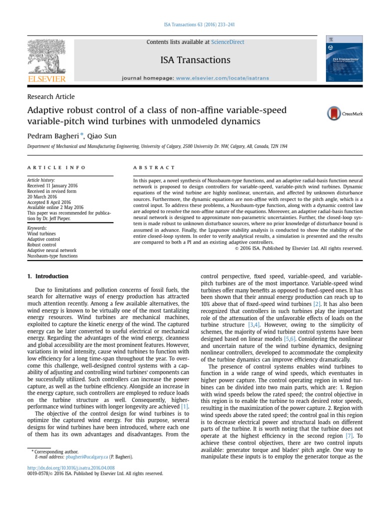 Adaptive Robust Control of A Class of Non Affine Variable Spee 2016 ISA ...