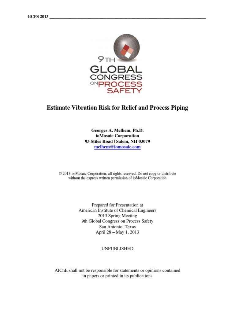 Estimate Vibration Risk For Relief and Process Piping | PDF | Fluid ...