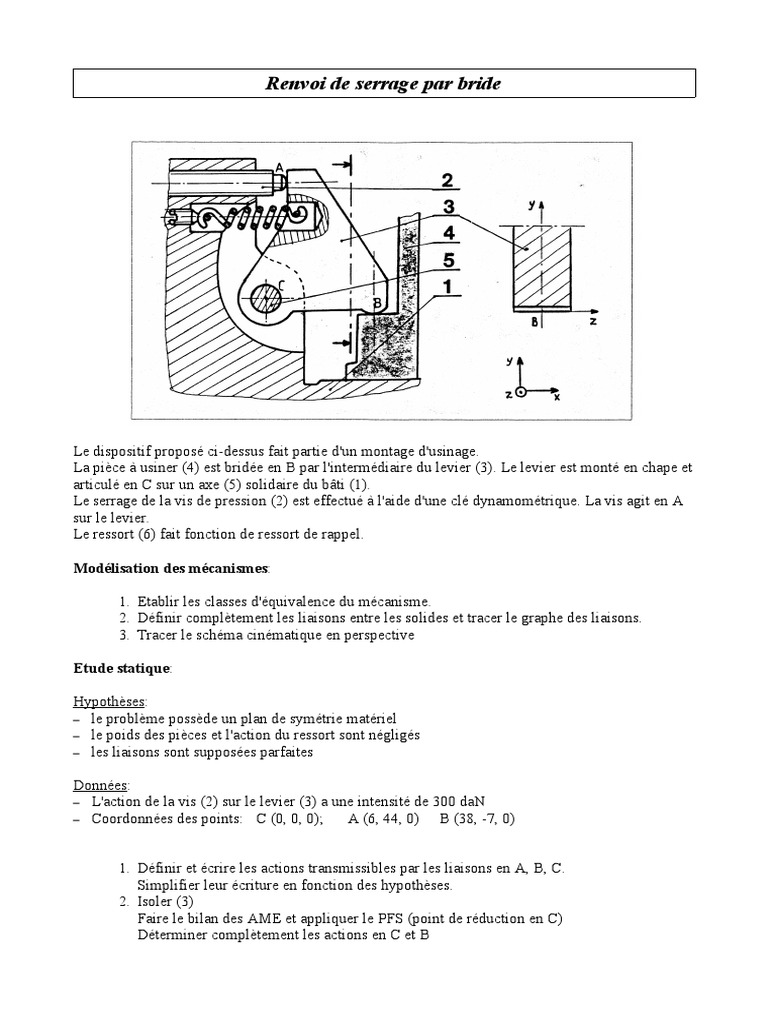 Comment Faire Un Schéma Cinematiqued Une Bride Hydraulique Bride | PDF | Levier (mécanique) | Physique