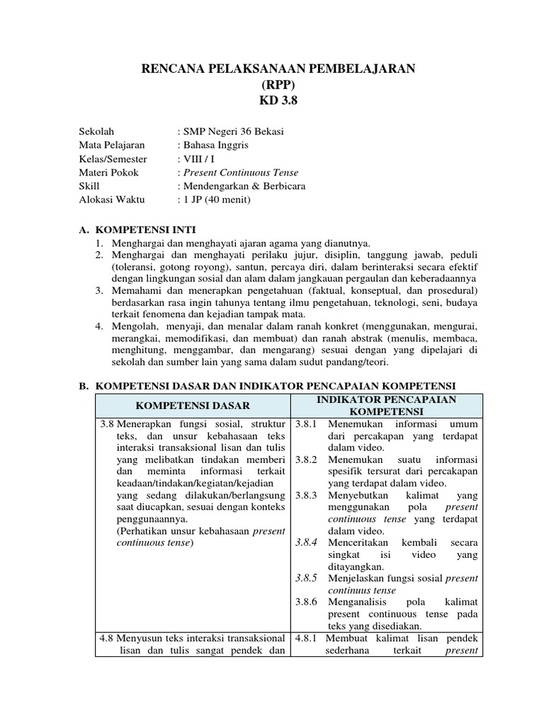 RPP _VIII_Present Continuous Tense