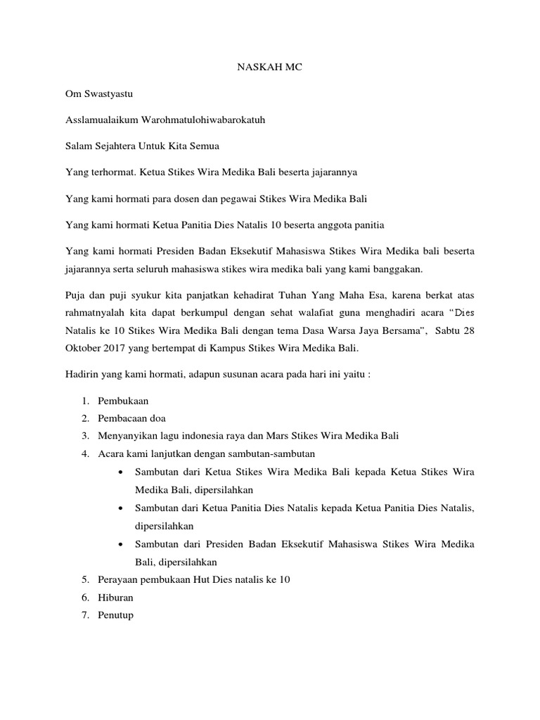 Kumpulan Teks Mc Acara Dies Natalis Terbaik Kumpulan Contoh Teks Mc
