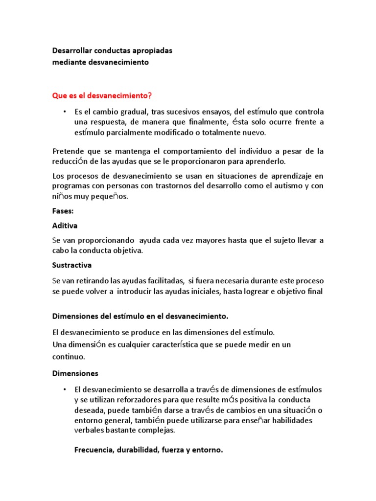 desvanecimiento desvanecimiento Comportamiento Psicología Aplicada