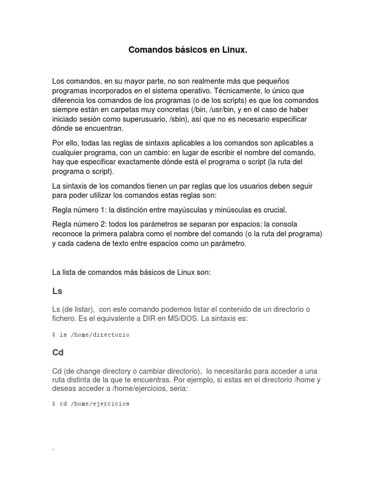 Comandos Básicos de Linux Explicados | PDF | Archivo de computadora ...