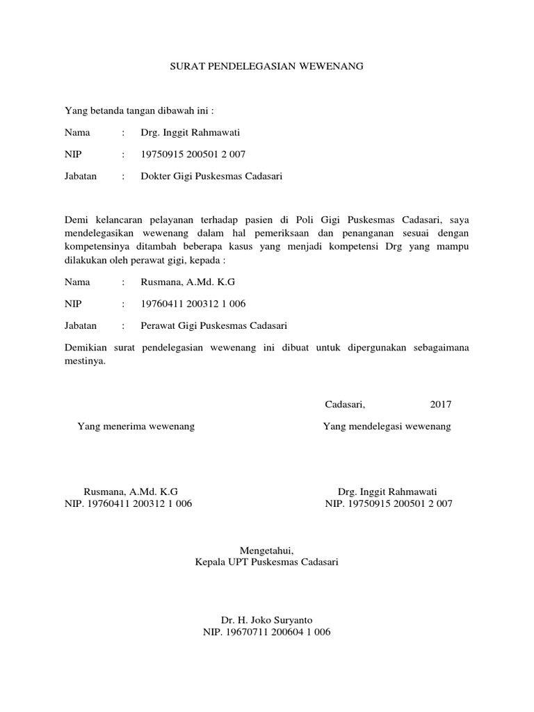 Surat Pendelegasian Wewenang