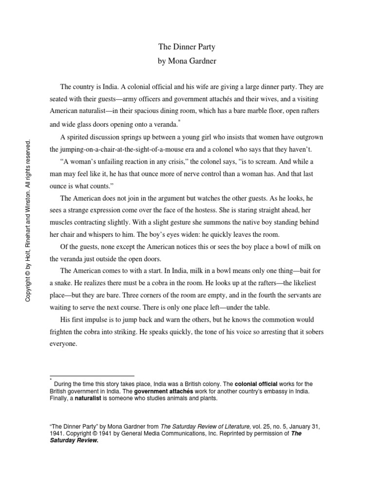 The Dinner Party&quot; Text | PDF