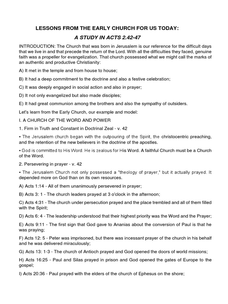 Early Church Lessons for Today | PDF | Acts Of The Apostles | God In ...