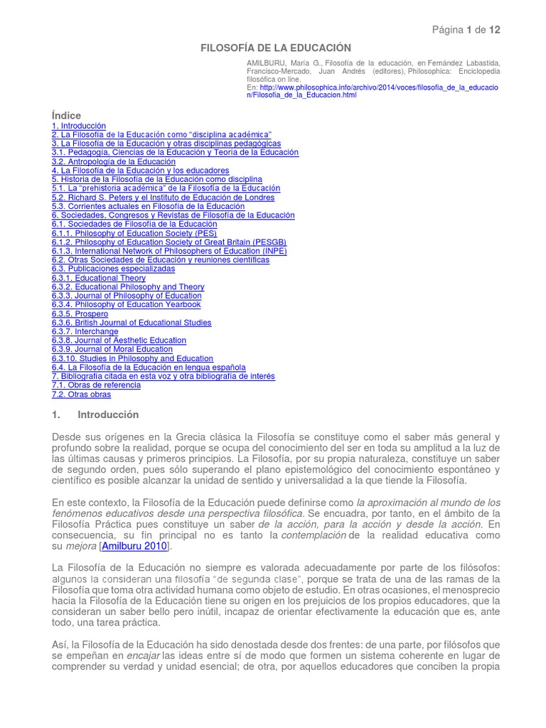 1.2 Filosofía de La Educación. Historia y Corrientes | PDF ...