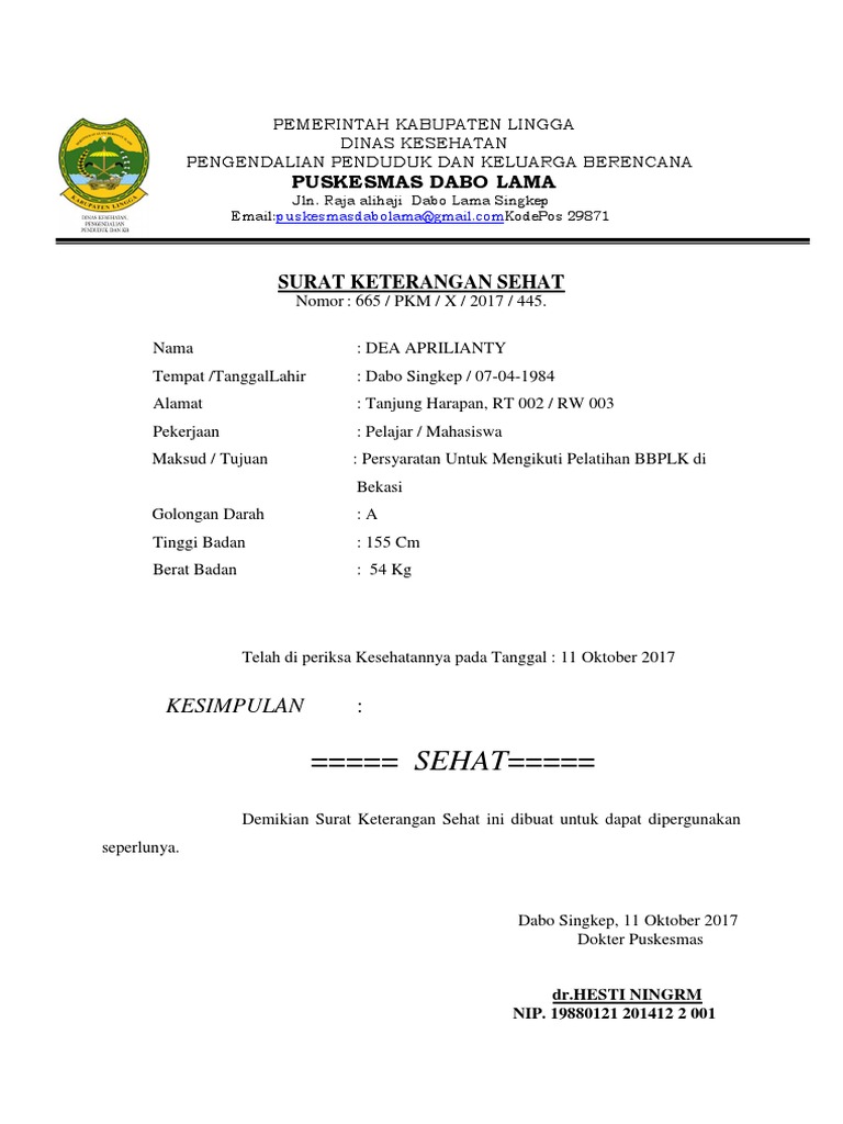 Surat Sehat Baru