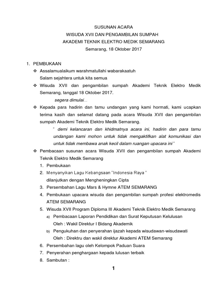 Teks Mc Wisuda 2017