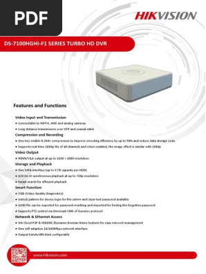 Hikvision Ds 7104hghi F1 Datasheet Pdf Hdmi Video