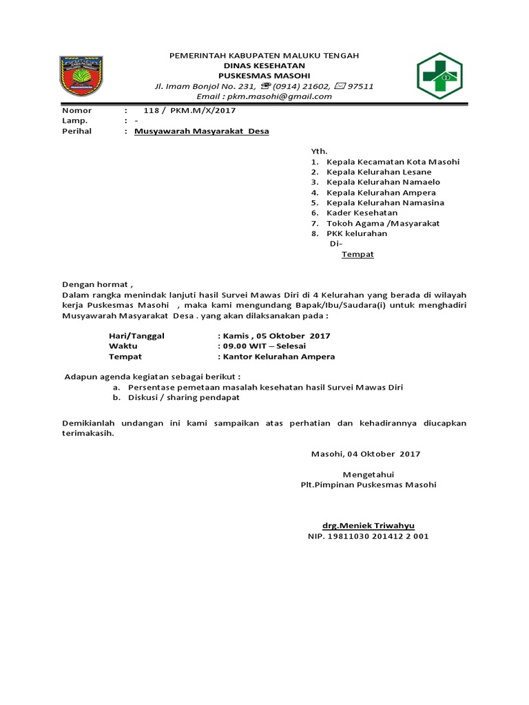 Surat Undangan Mmd Pkm Masohi